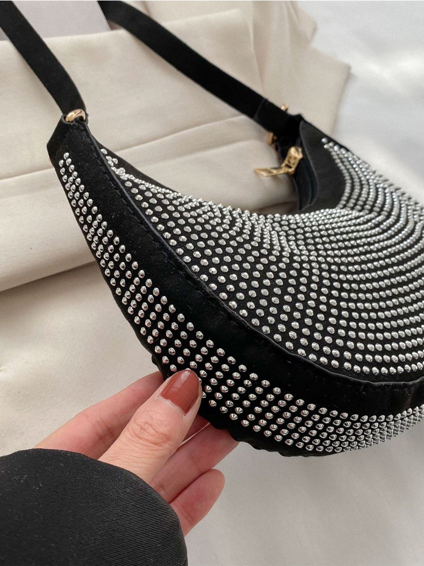 Studded Decor Hobo Bag