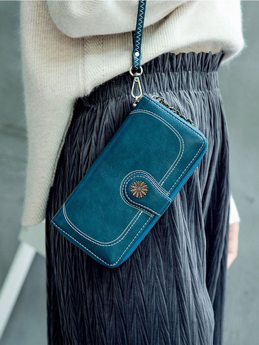 Metal Decor Long Wallet