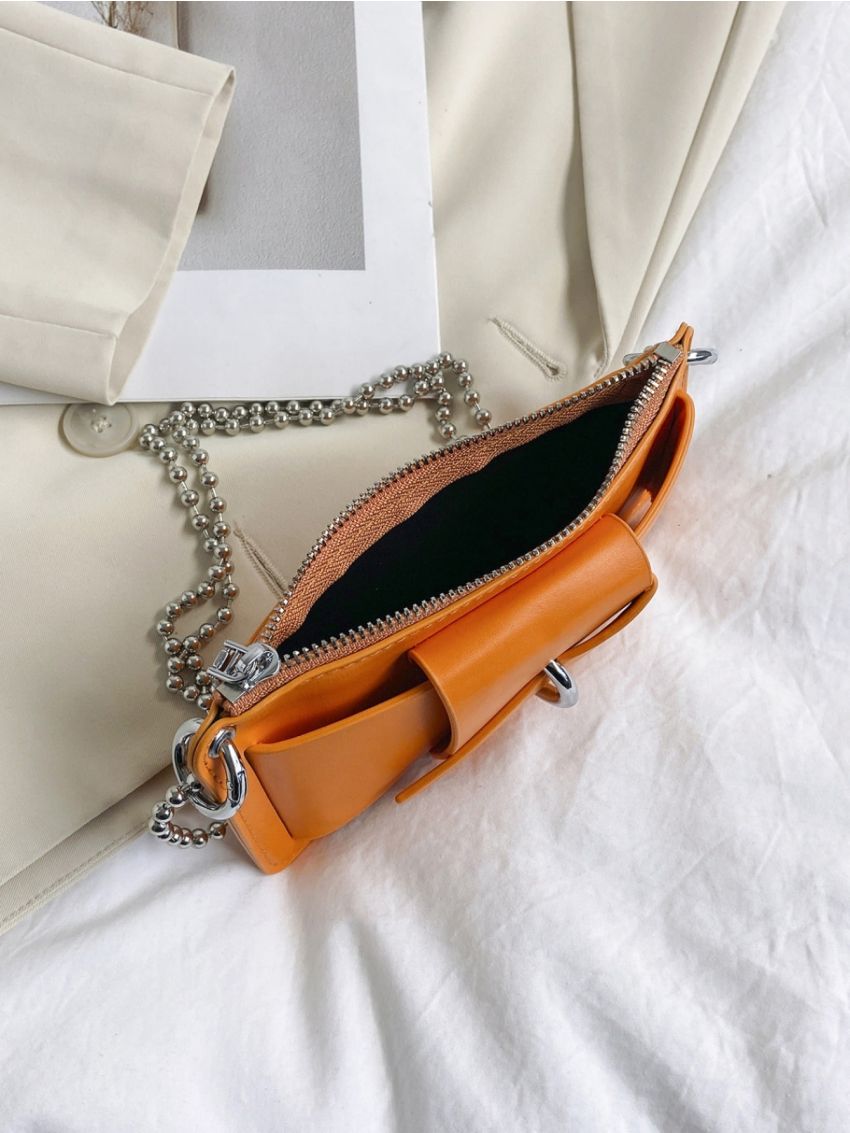 Mini Neon Orange Chain Square Bag