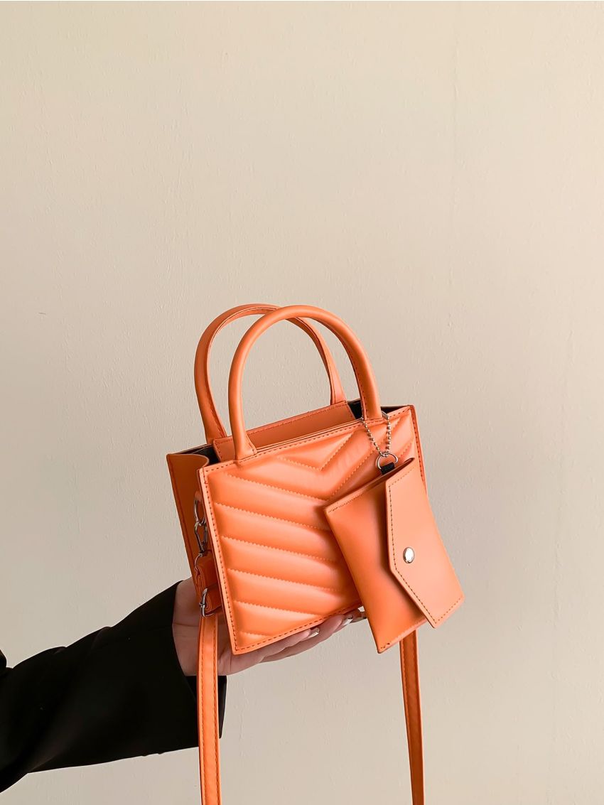 Mini Chevron Square Bag With Coin Purse