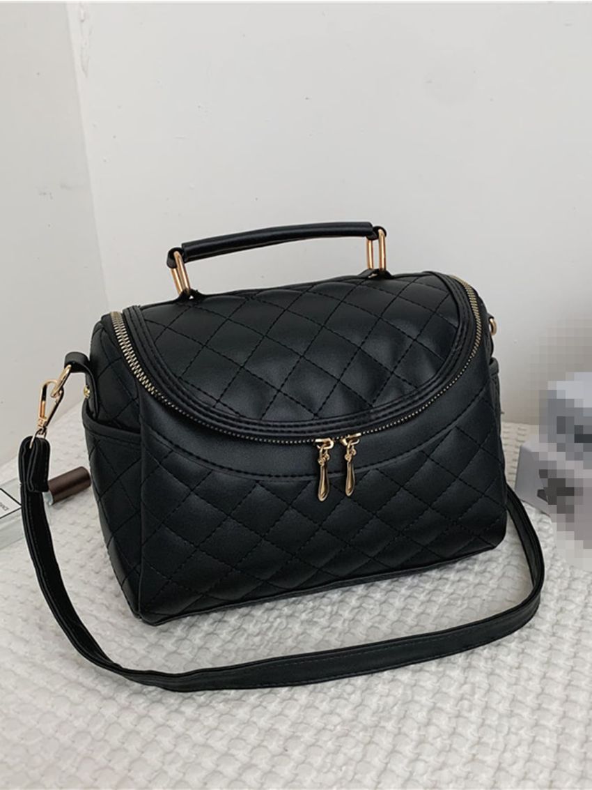 Quilted Pattern Flap Square Bag