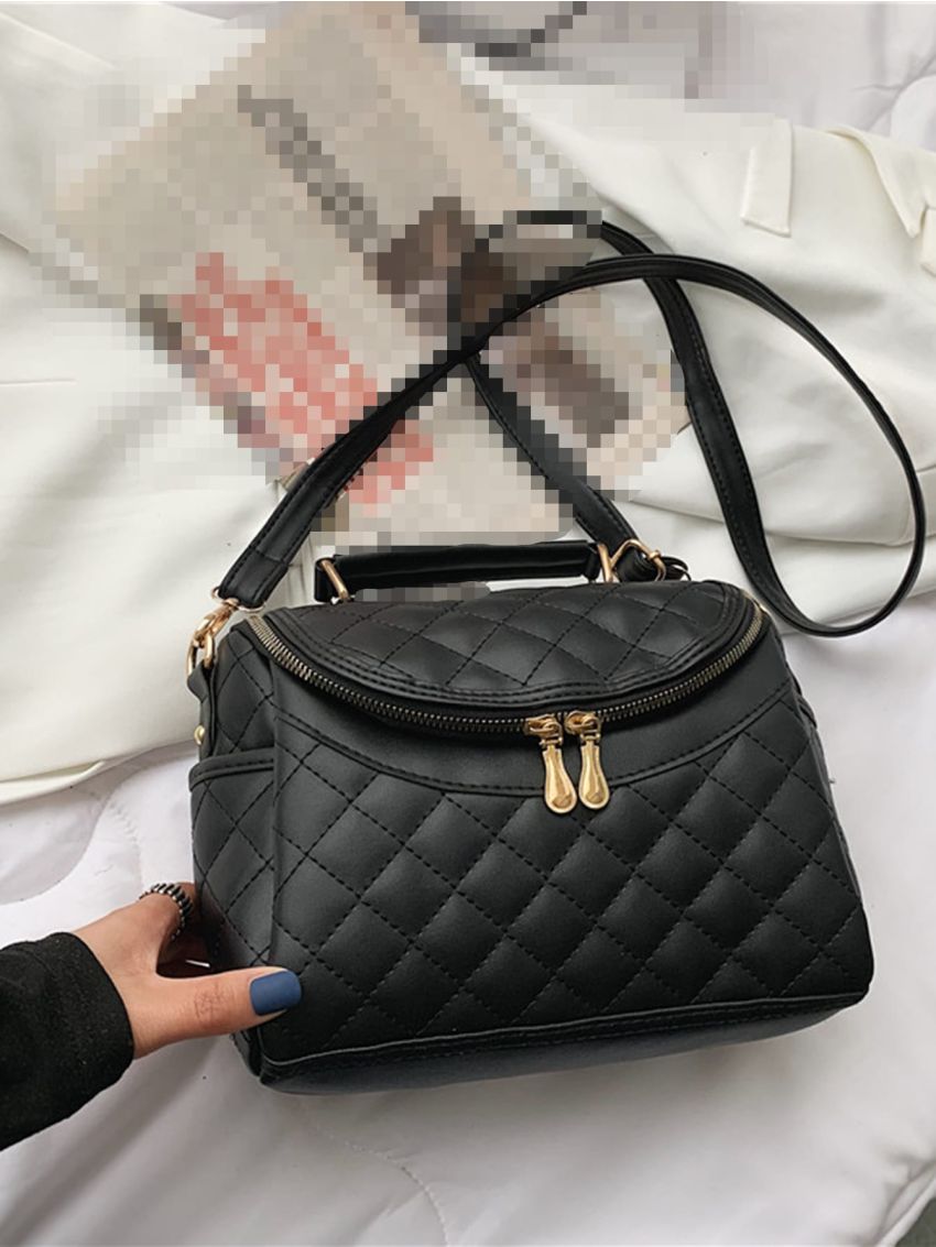 Quilted Pattern Flap Square Bag