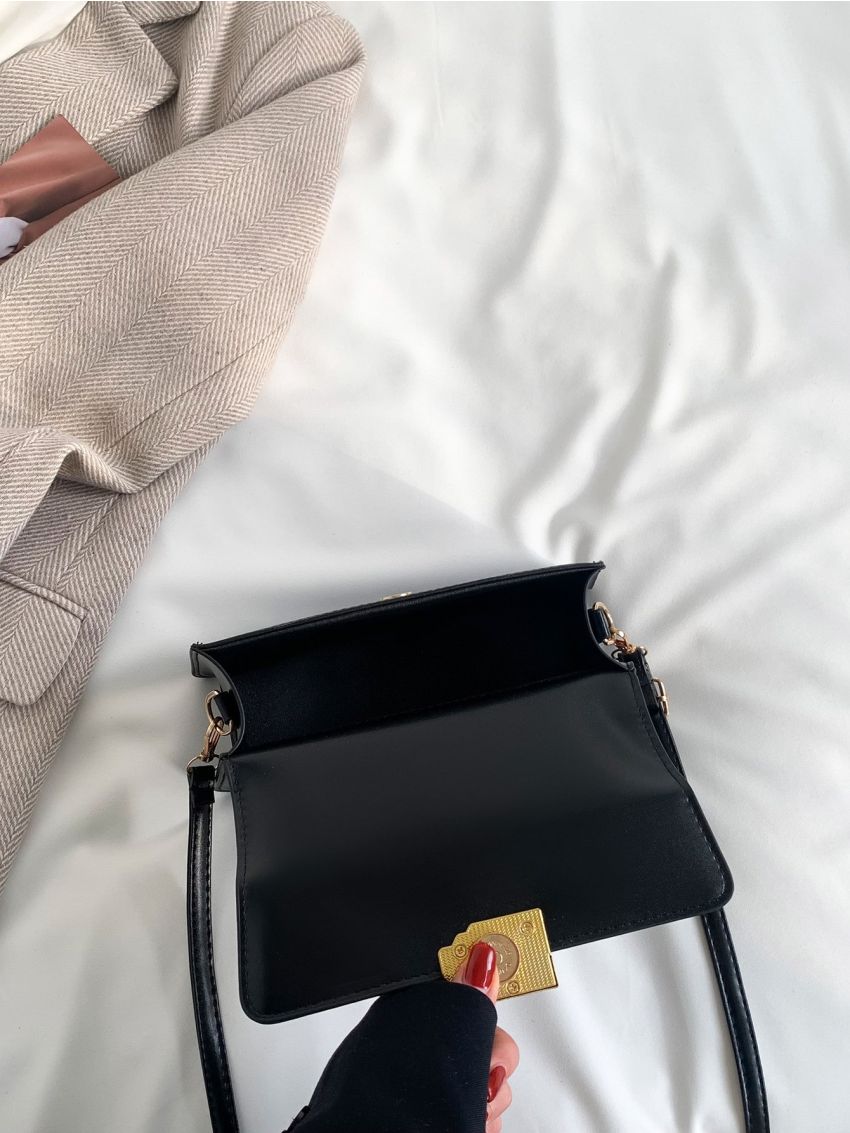 Crocodile Embossed Flap Square Bag