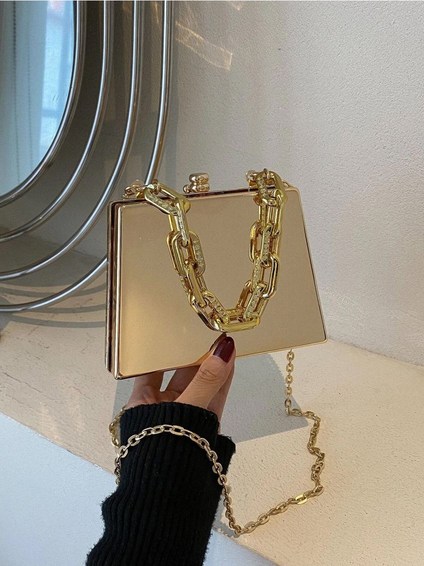 Mini Metallic Chain Box Bag