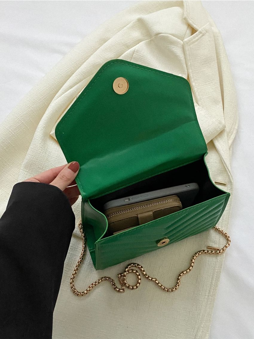 Mini Chevron Quilted Flap Chain Square Bag