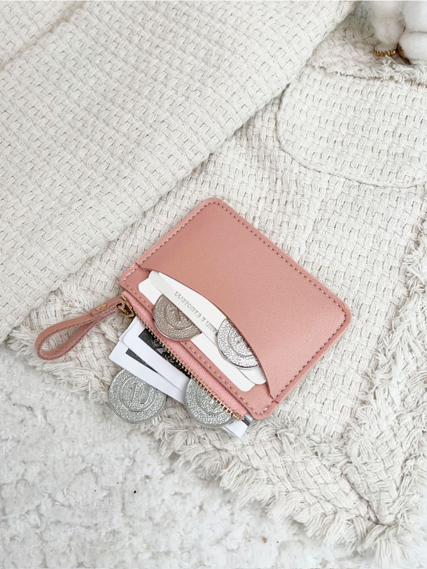 Litchi Embossed Stitch Detail Card Holder