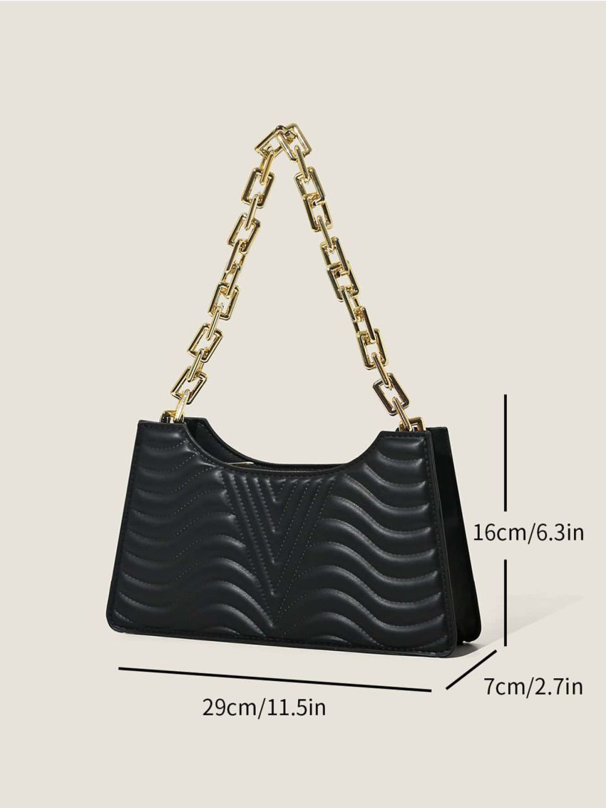 Quilted Chain Baguette Bag