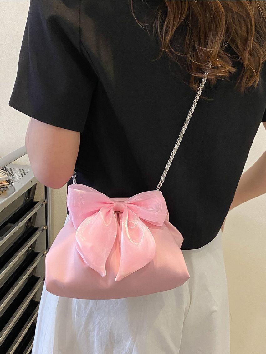 Bow Decor Ruched Bag