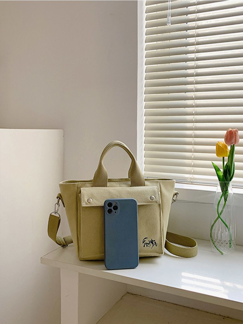 Graphic Canvas Shopper Bag