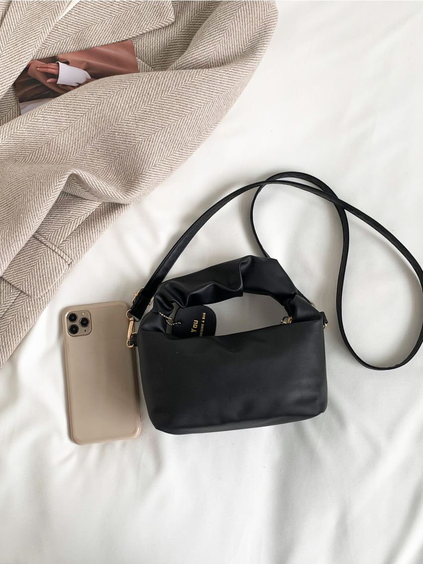 Mini Ruched Top Handle Square Bag