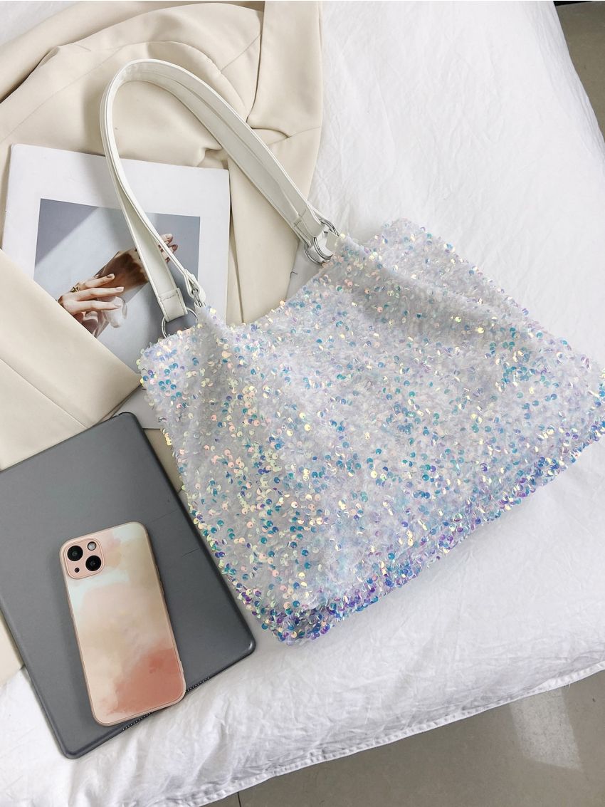 Sequin Decor Shoulder Tote Bag