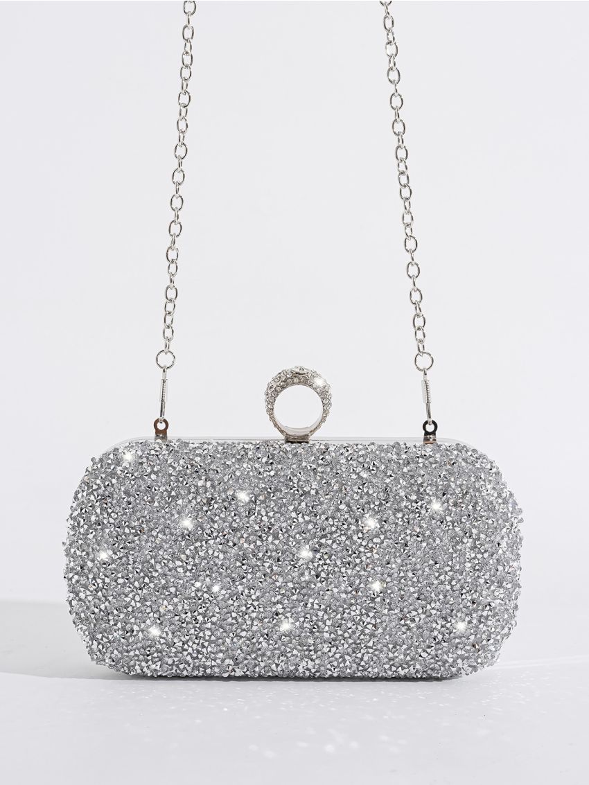 Mini Rhinestone Decor Chain Box Bag