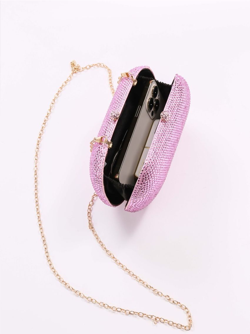 Mini Rhinestone Decor Chain Box Bag