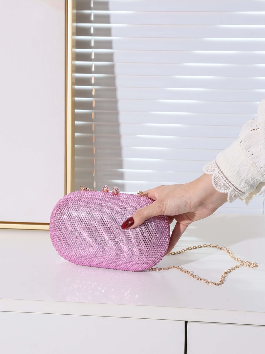 Mini Rhinestone Decor Chain Box Bag