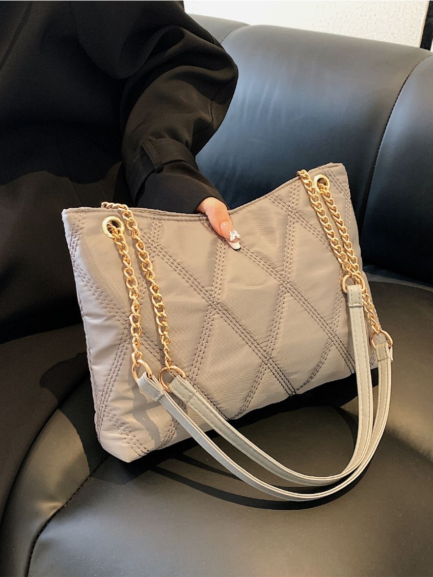 Quilted Pattern Grommet Eyelet Hobo Bag