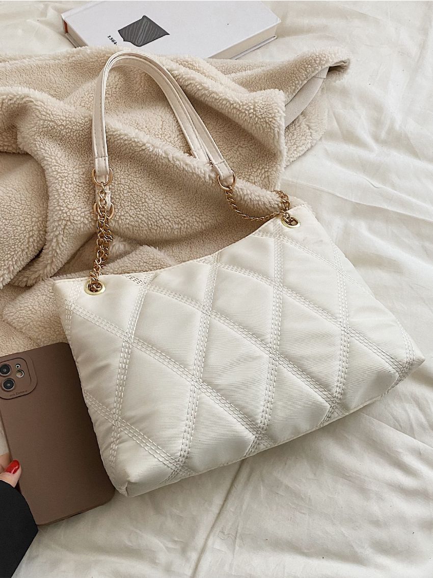 Quilted Pattern Grommet Eyelet Hobo Bag