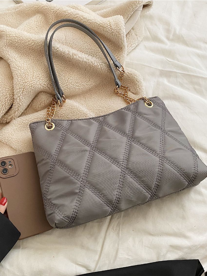 Quilted Pattern Grommet Eyelet Hobo Bag