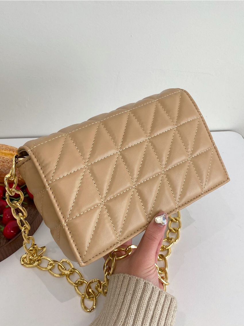 Quilted Flap Chain Square Bag