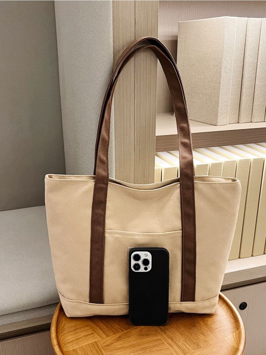 Letter Patch Decor Shopper Bag