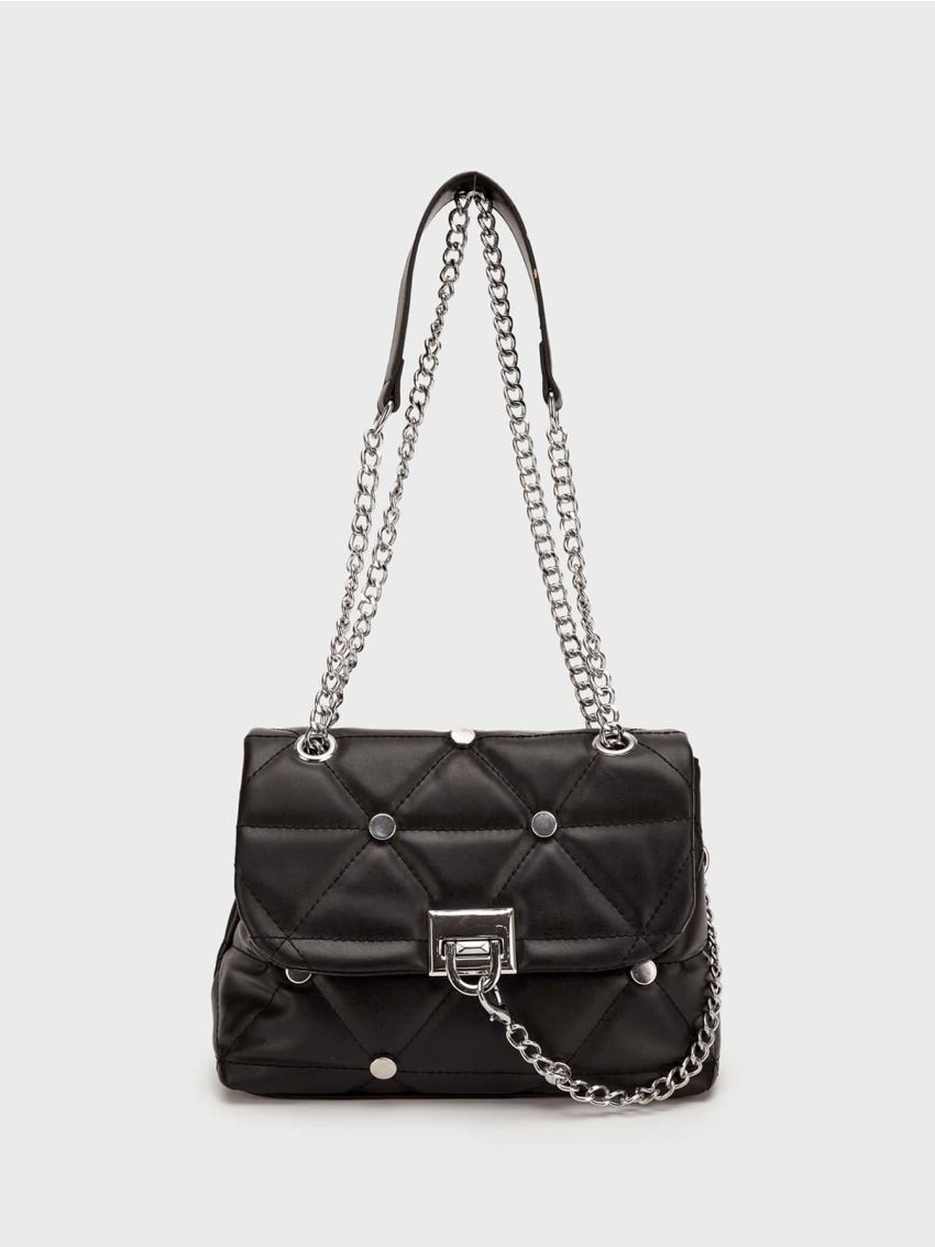 Quilted Pattern Chain Square Bag