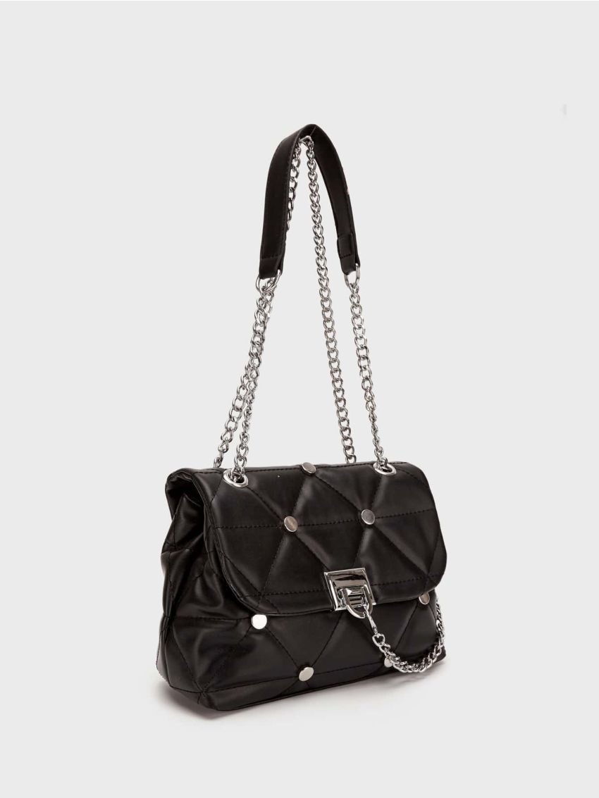 Quilted Pattern Chain Square Bag