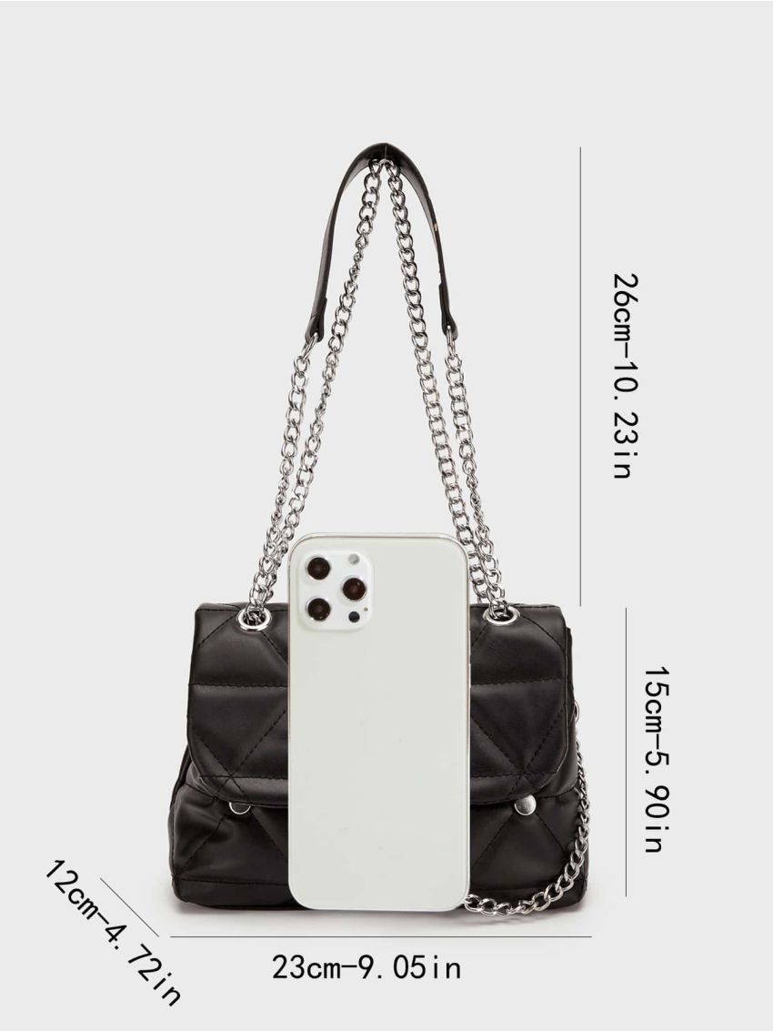 Quilted Pattern Chain Square Bag