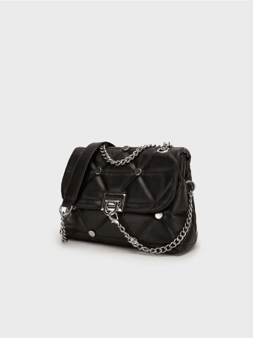 Quilted Pattern Chain Square Bag