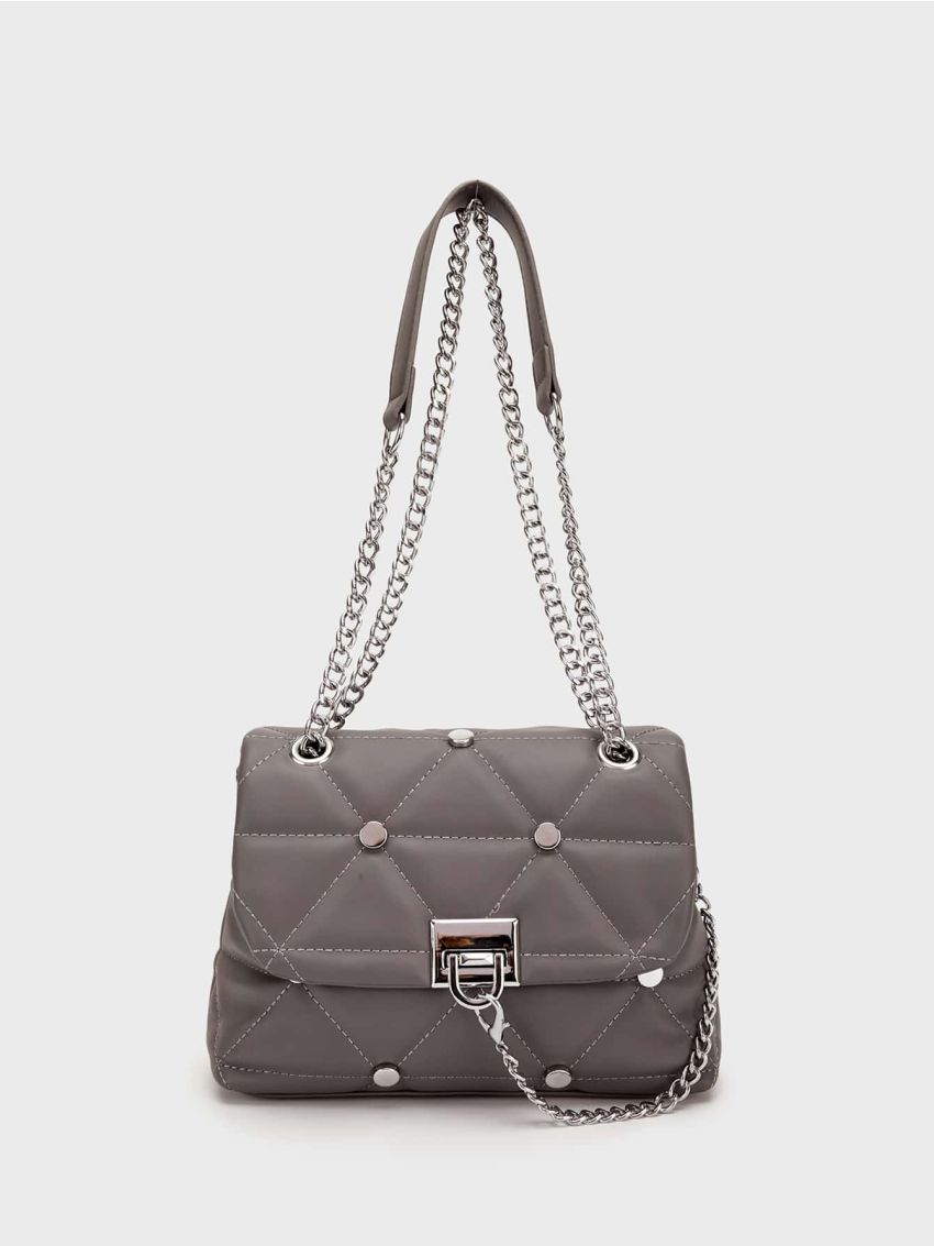 Quilted Pattern Chain Decor Square Bag