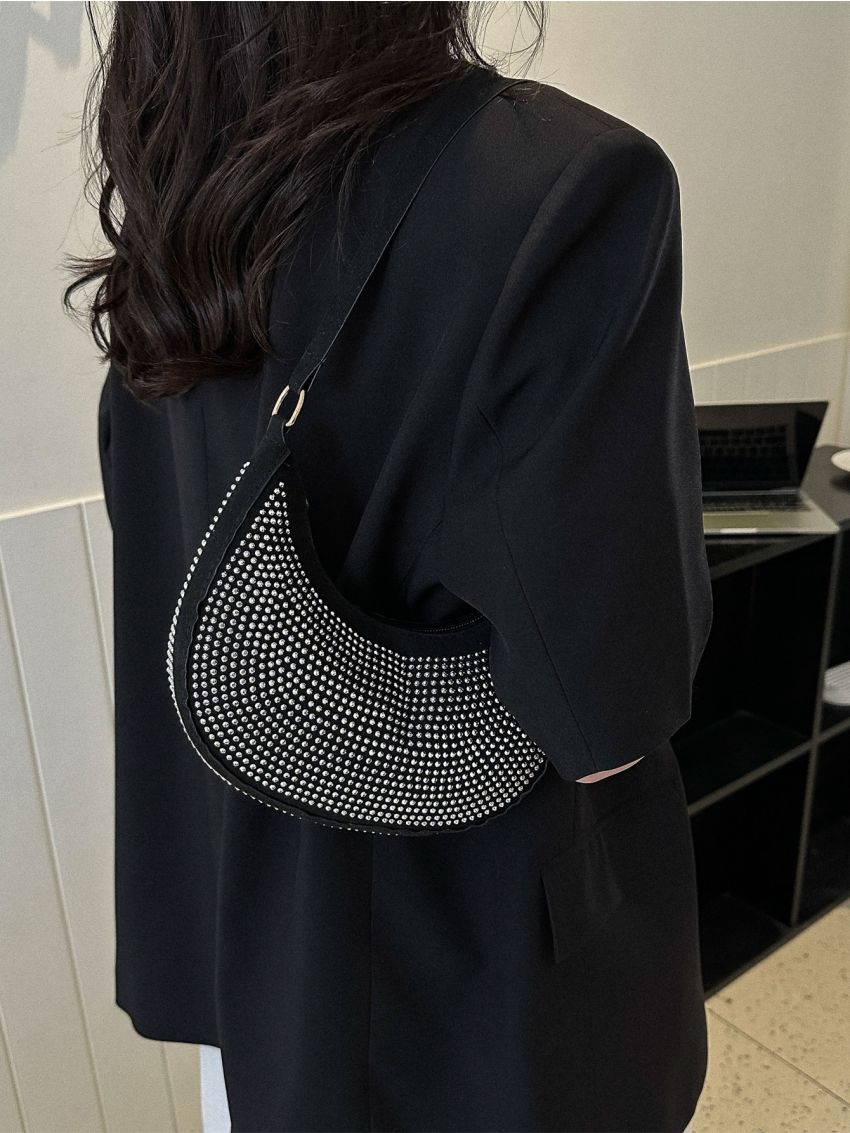 Studded Decor Hobo Bag