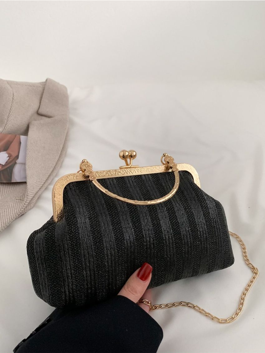 Kiss Lock Chain Satchel Bag