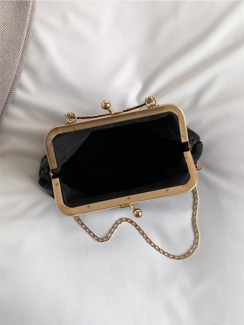 Kiss Lock Chain Satchel Bag