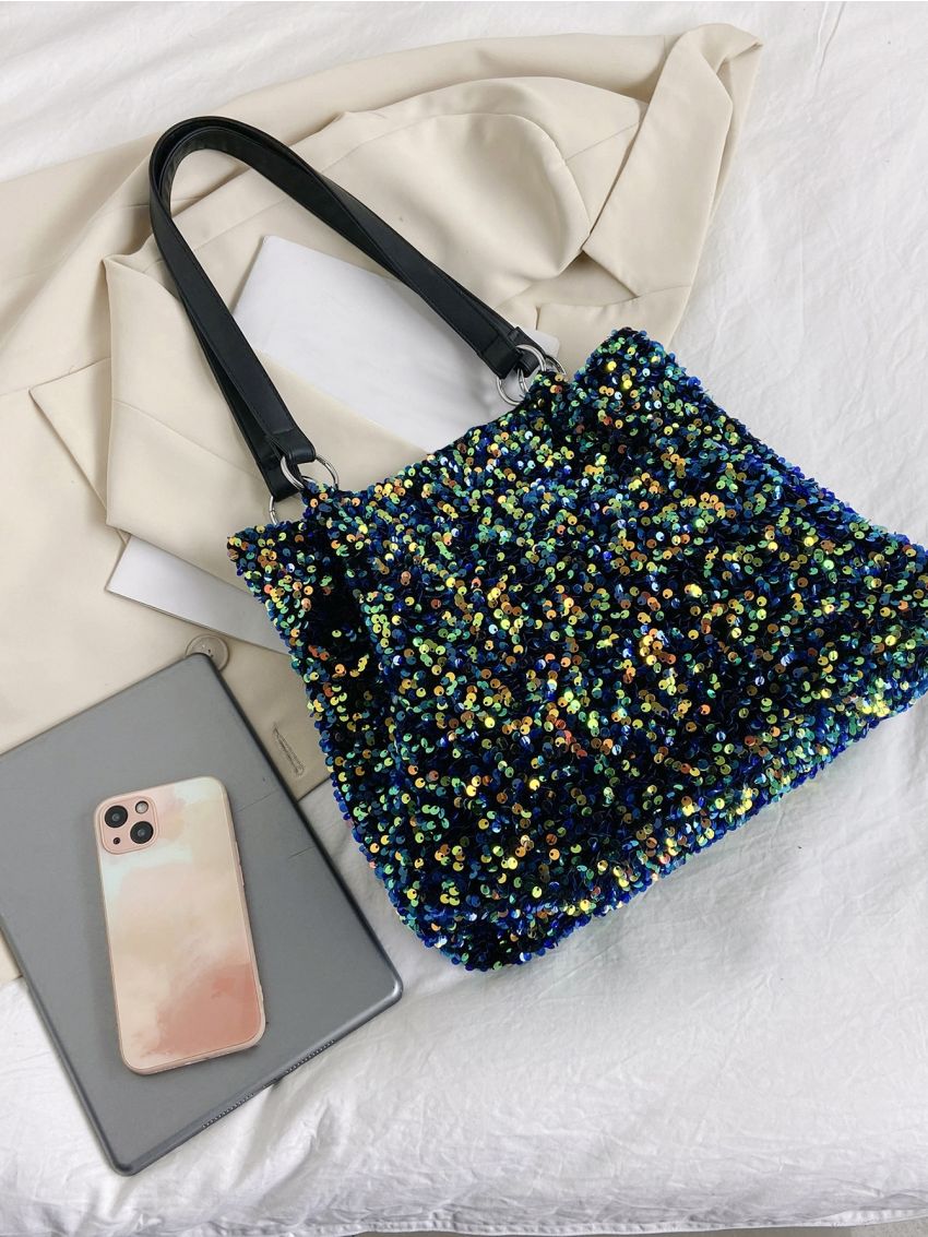Sequin Decor Shoulder Tote Bag