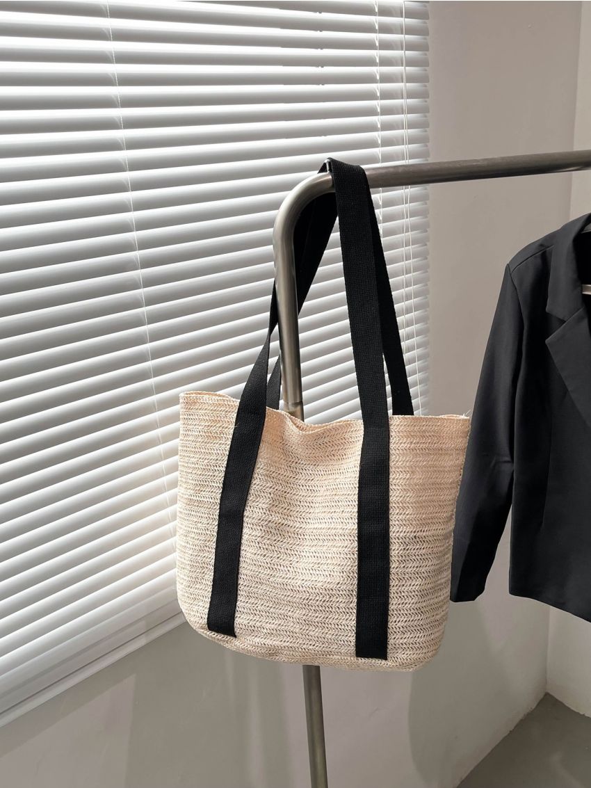 Two Tone Straw Bag