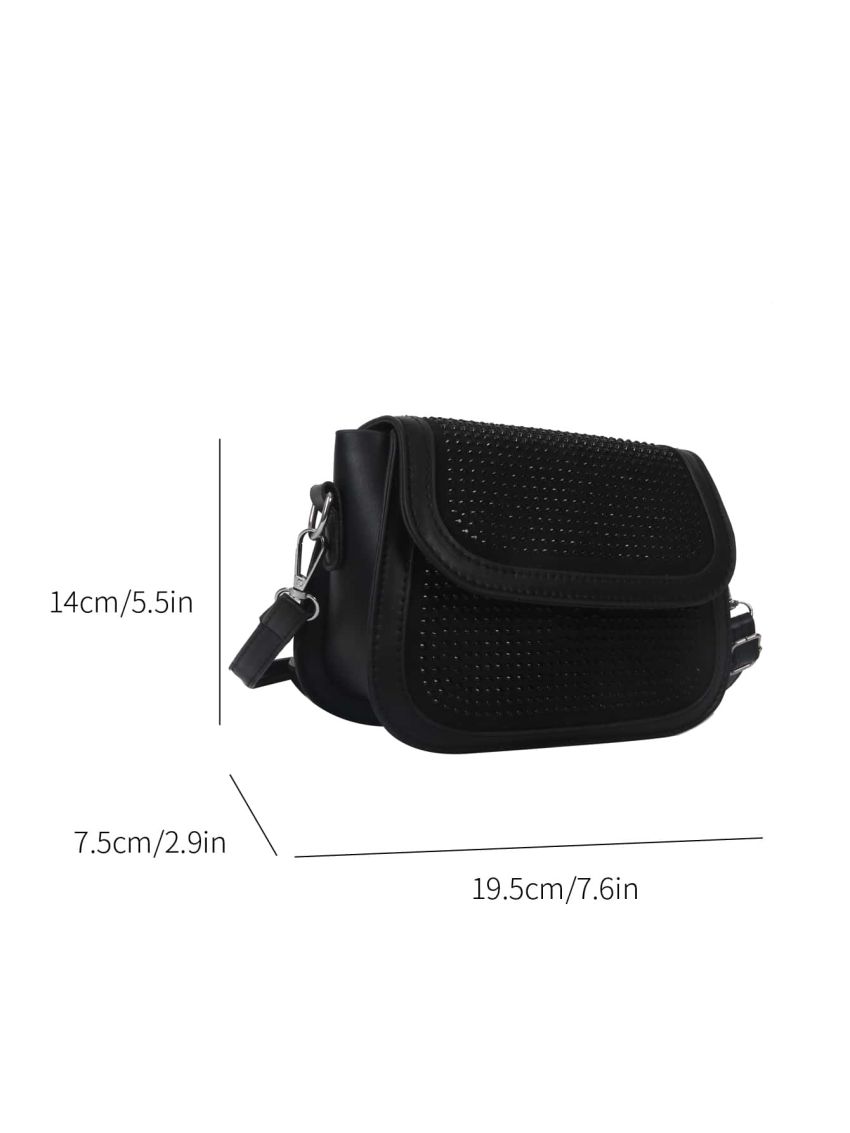 Mini Rhinestone Decor Flap Square Bag