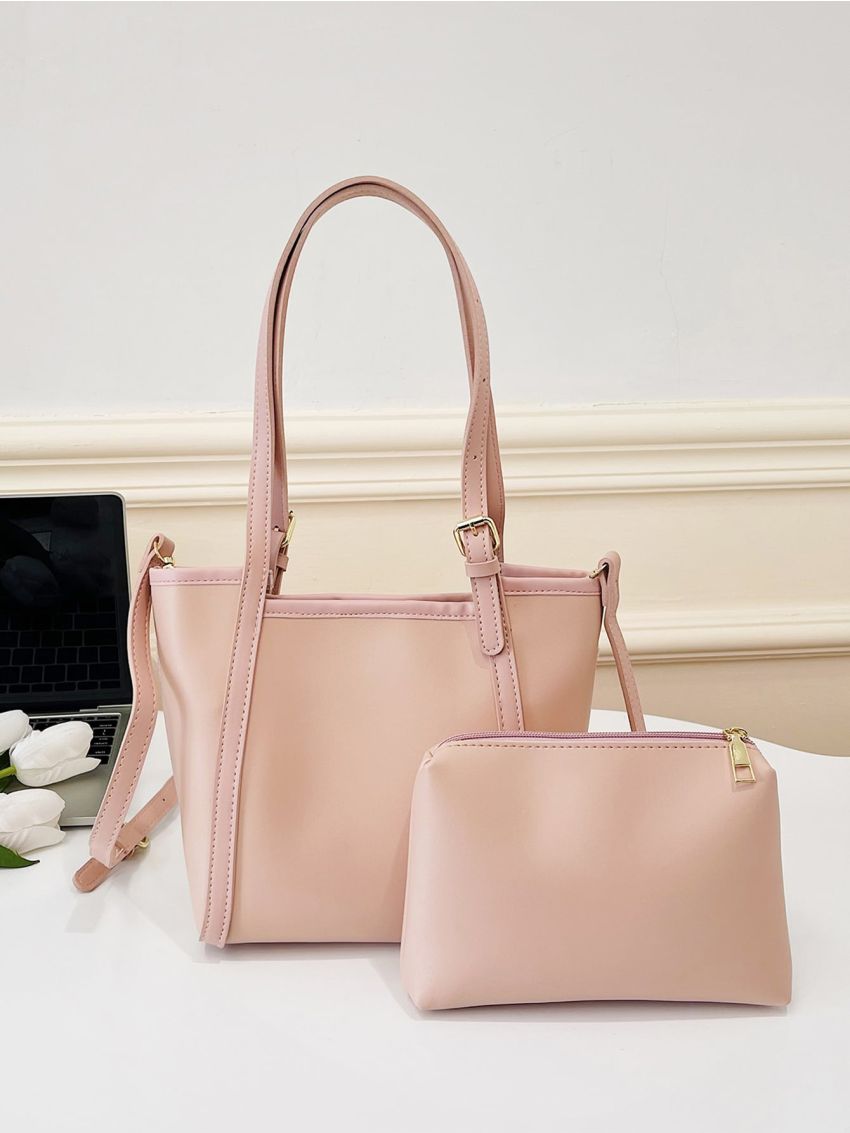 2pcs Contrast Binding Shoulder Bag Set