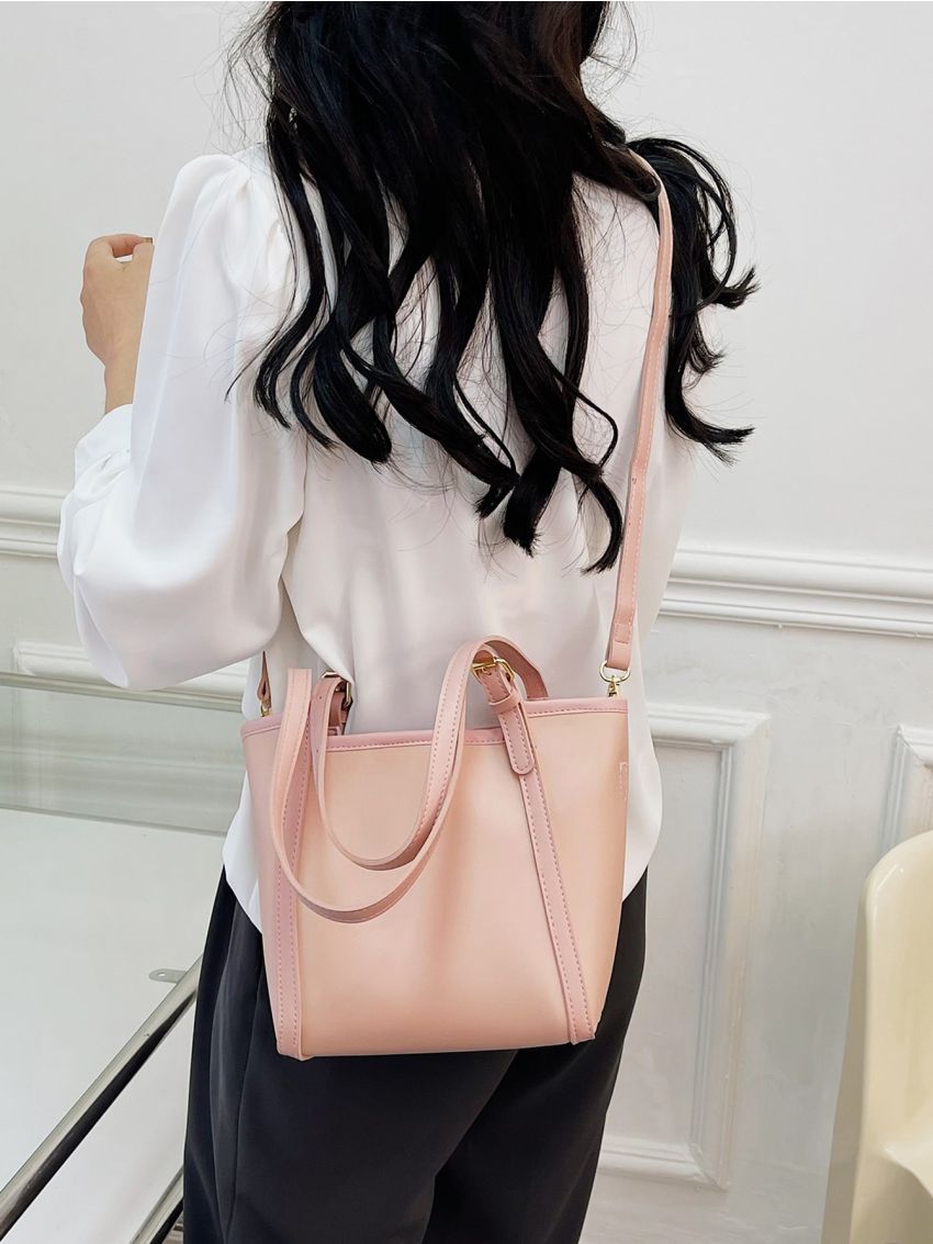 2pcs Contrast Binding Shoulder Bag Set