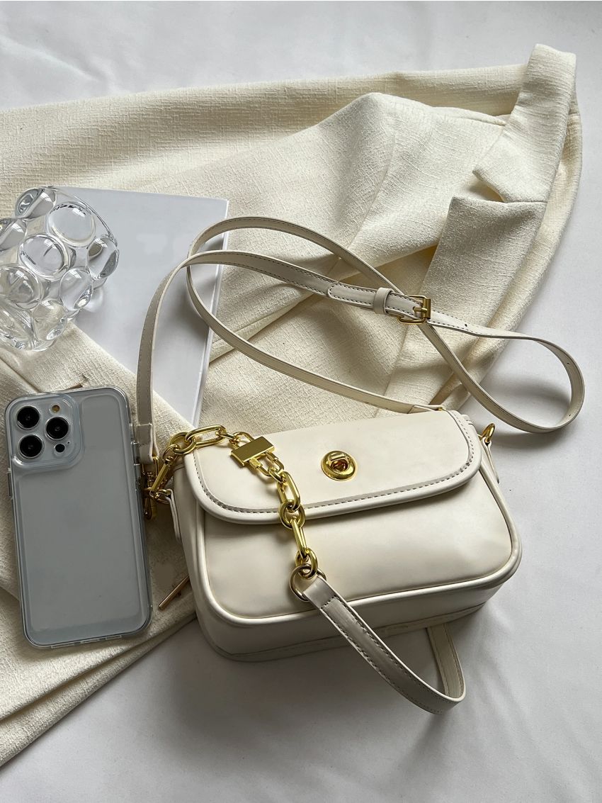 Metal Decor Flap Square Bag