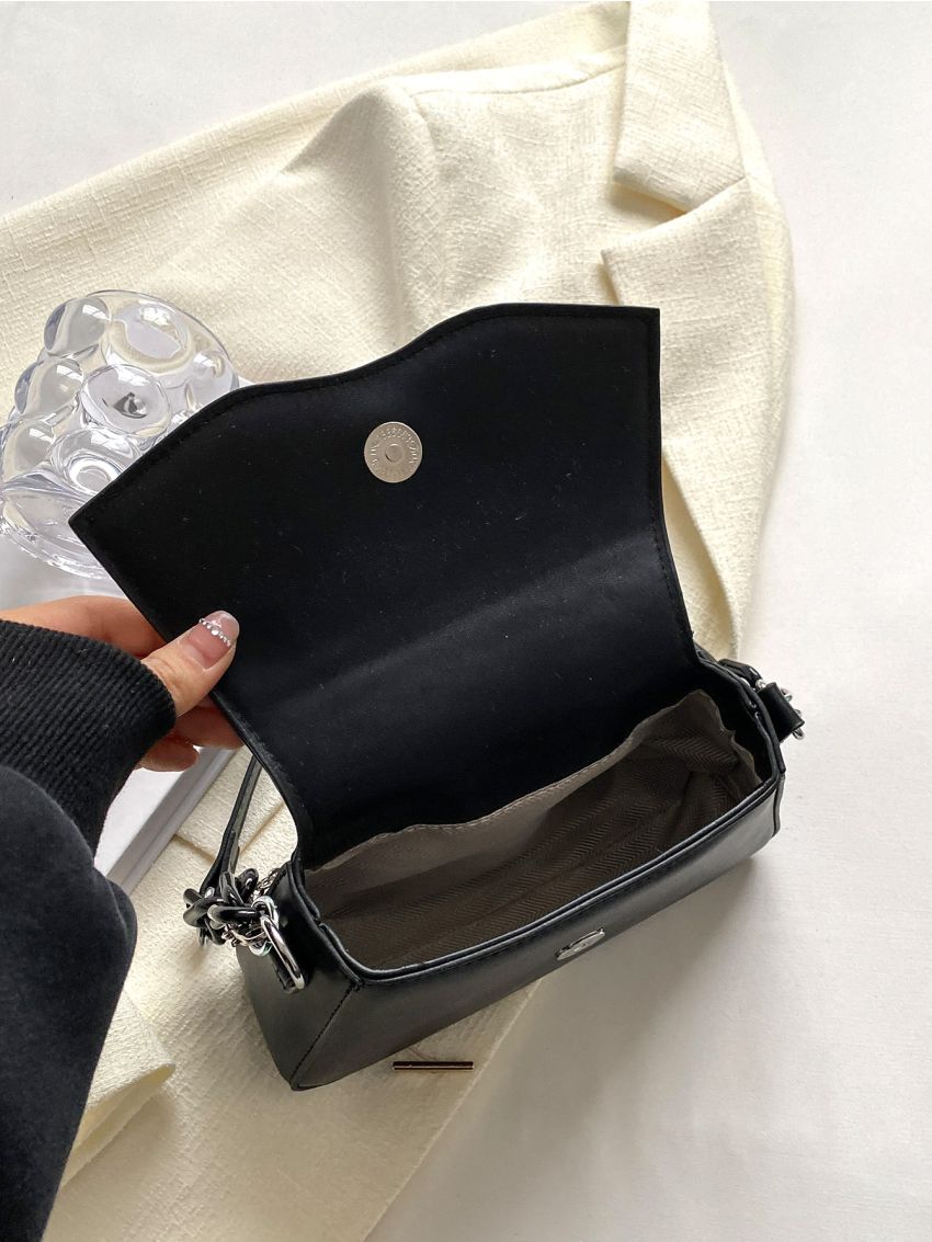 Mini Rhinestone Decor Flap Square Bag