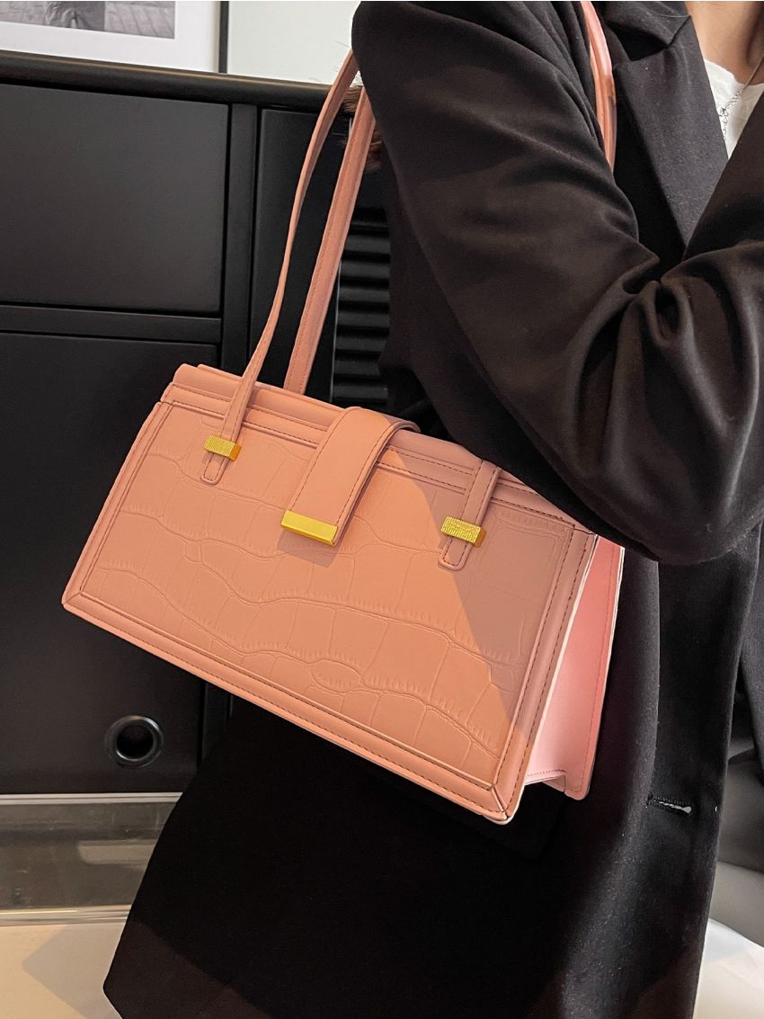 Crocodile Embossed Square Bag