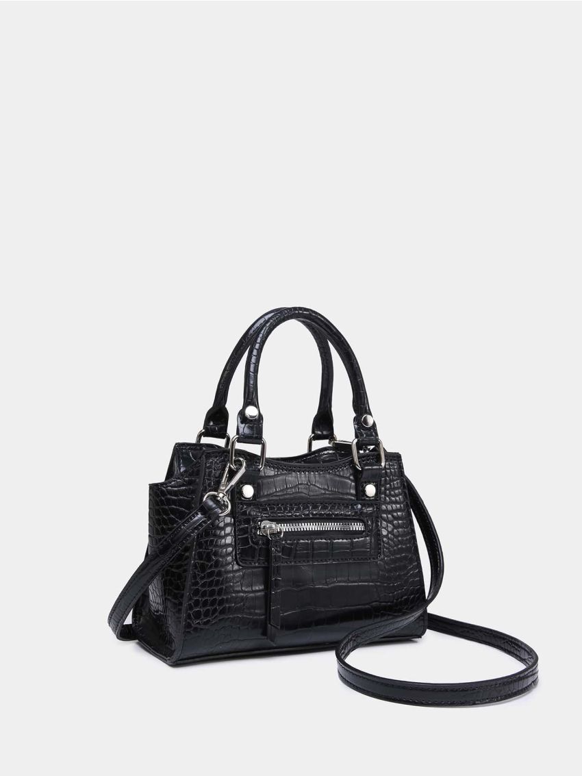 Metallic Crocodile Embossed Square Bag