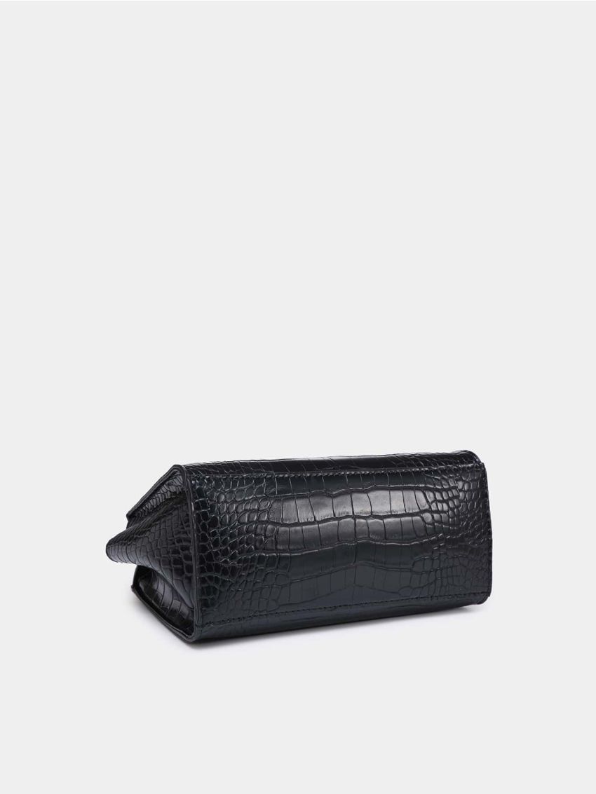 Metallic Crocodile Embossed Square Bag