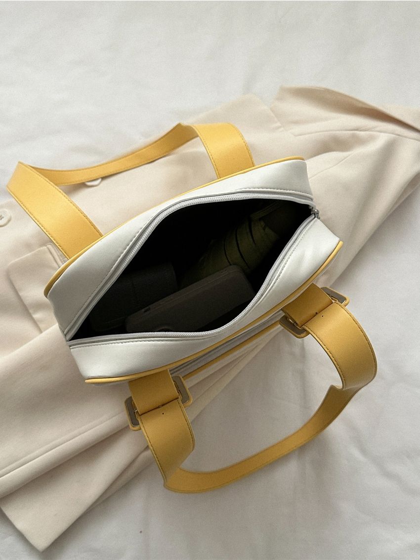 Contrast Binding Buckle Decor Square Bag