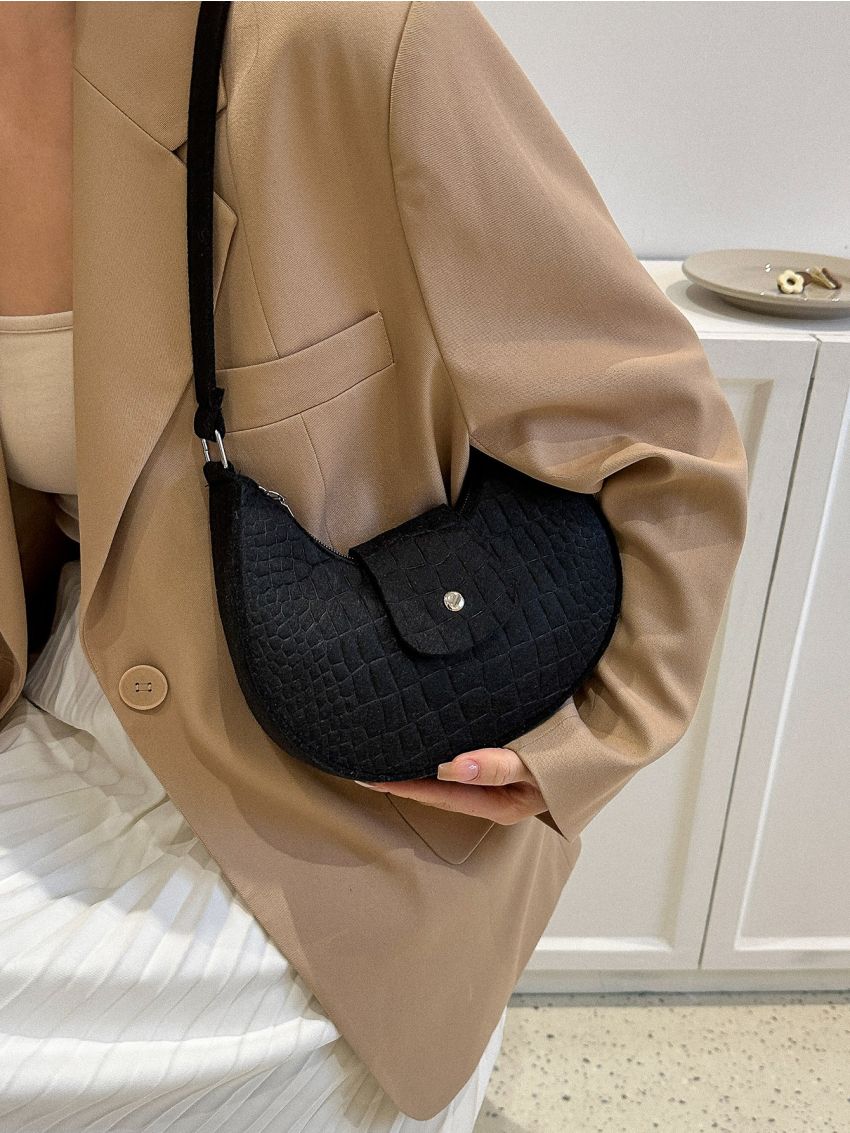 Crocodile Embossed Hobo Bag