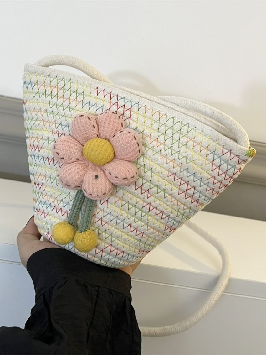 Flower Decor Crochet Bag