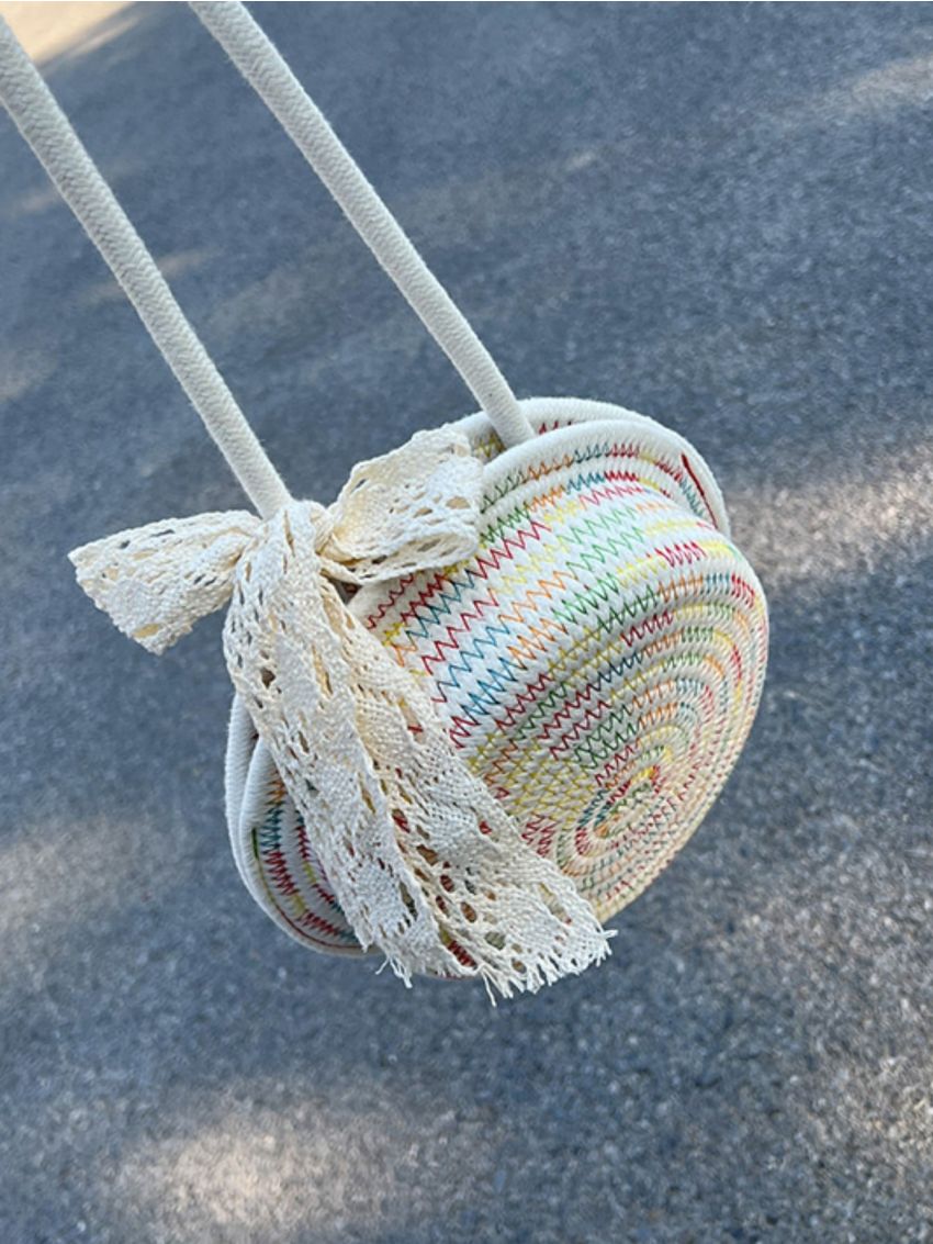 Colorblock Twilly Scarf Decor Crochet Bag