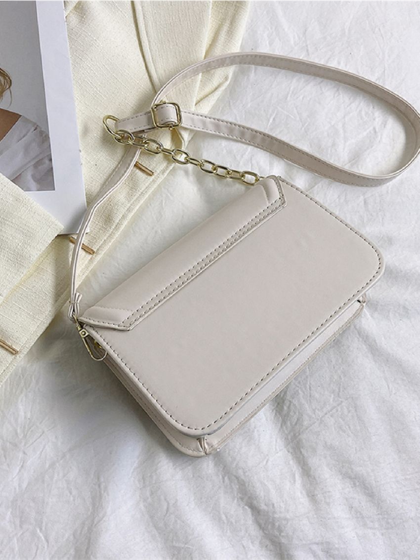 Letter Graphic Flap Square Bag
