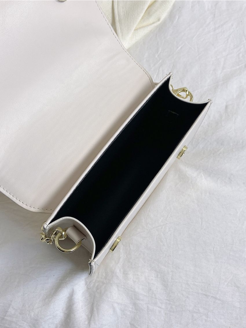 Letter Detail Flap Square Bag