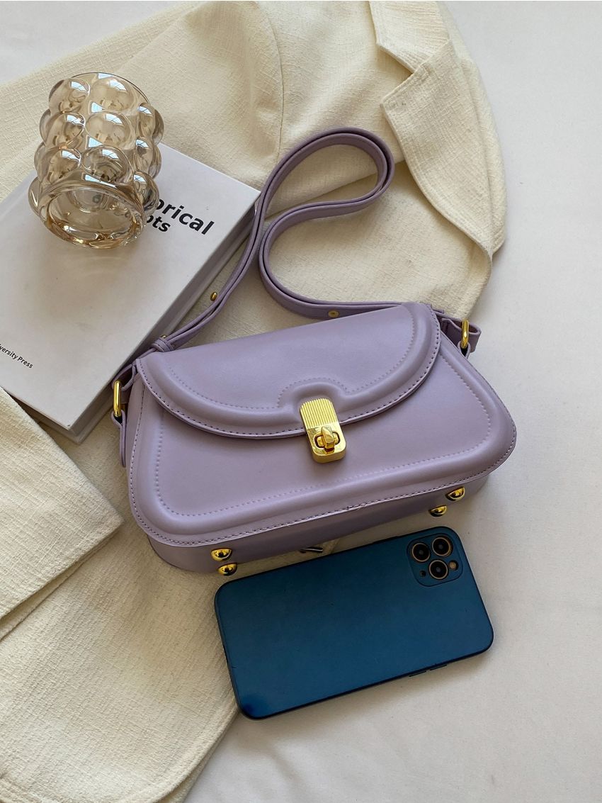 Metal Decor Flap Square Bag