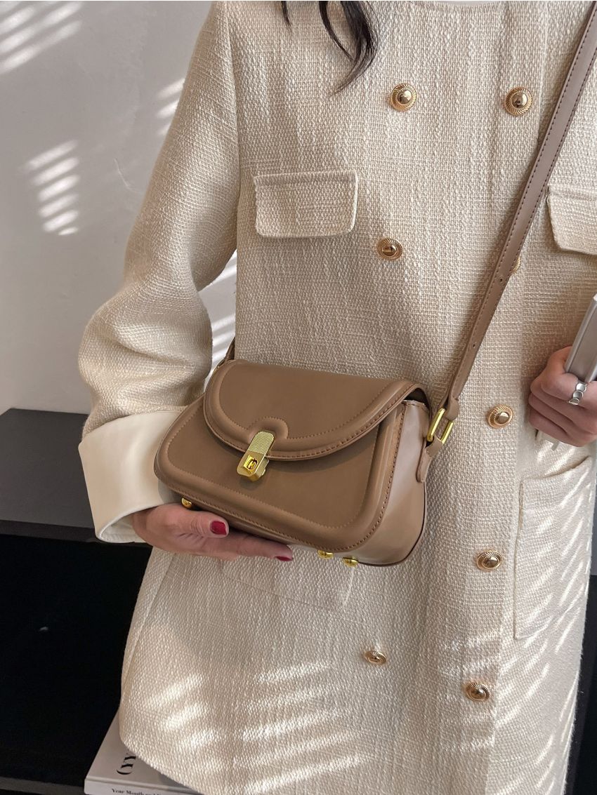 Metal Decor Flap Square Bag