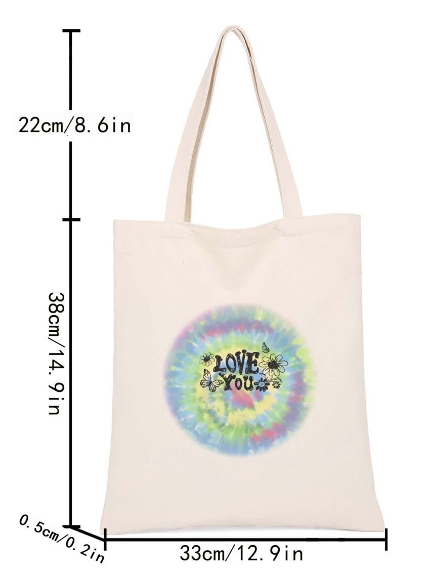 Tie Dye Letter Graphic Shopper Bag